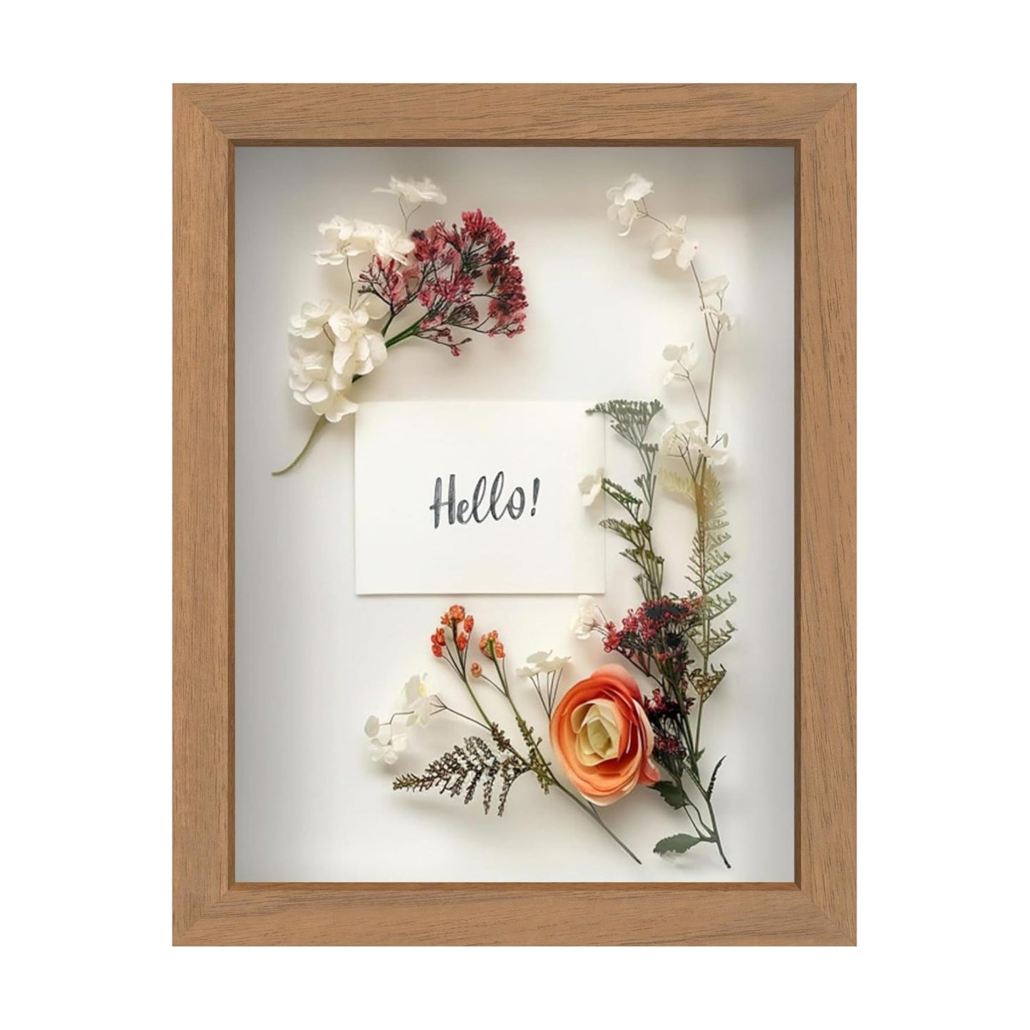 FrameWorks 8.5” x 11” Golden Oak Wooden Shadow Box Frame – Display Case with Soft Felt Back, Memory Box with Tempered