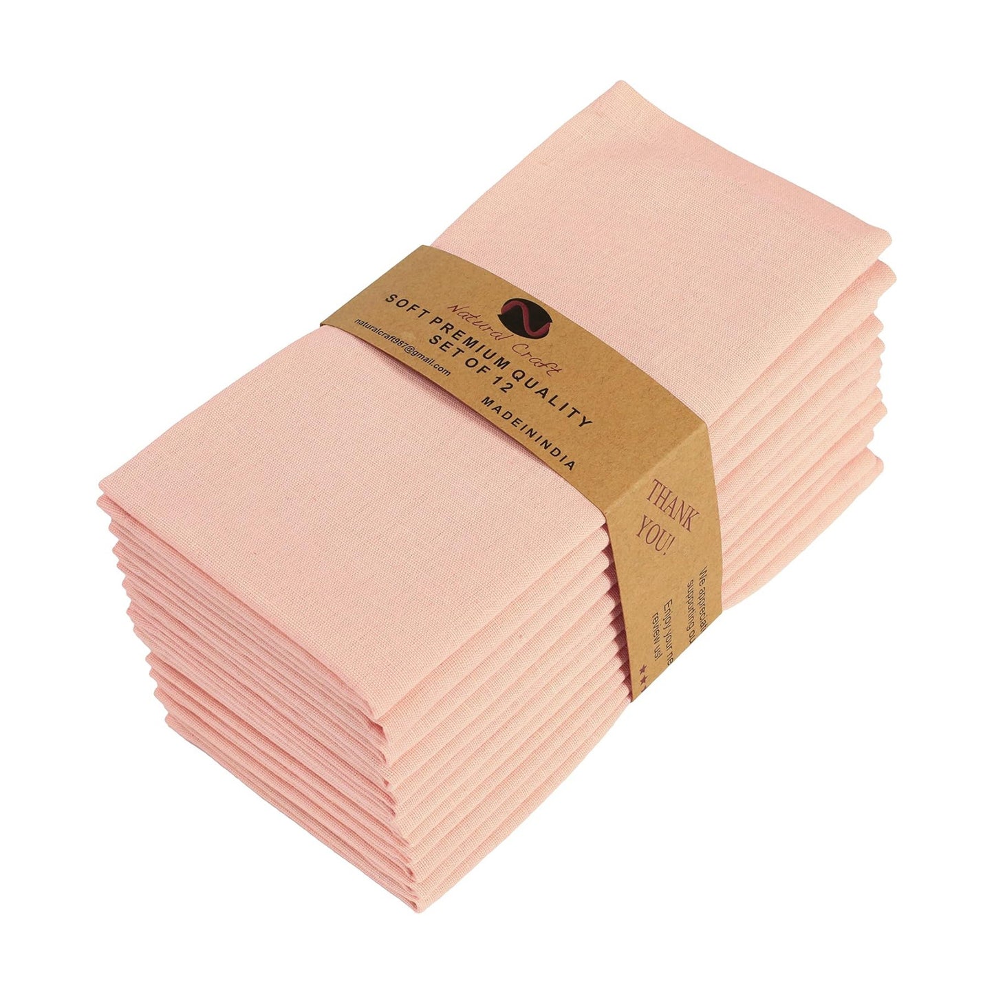 NATURALCRAFT Cloth Napkins Set of 12 Cotton Linen18x18 inch Peach | Washable Reusable Fabric Soft Durable Quality