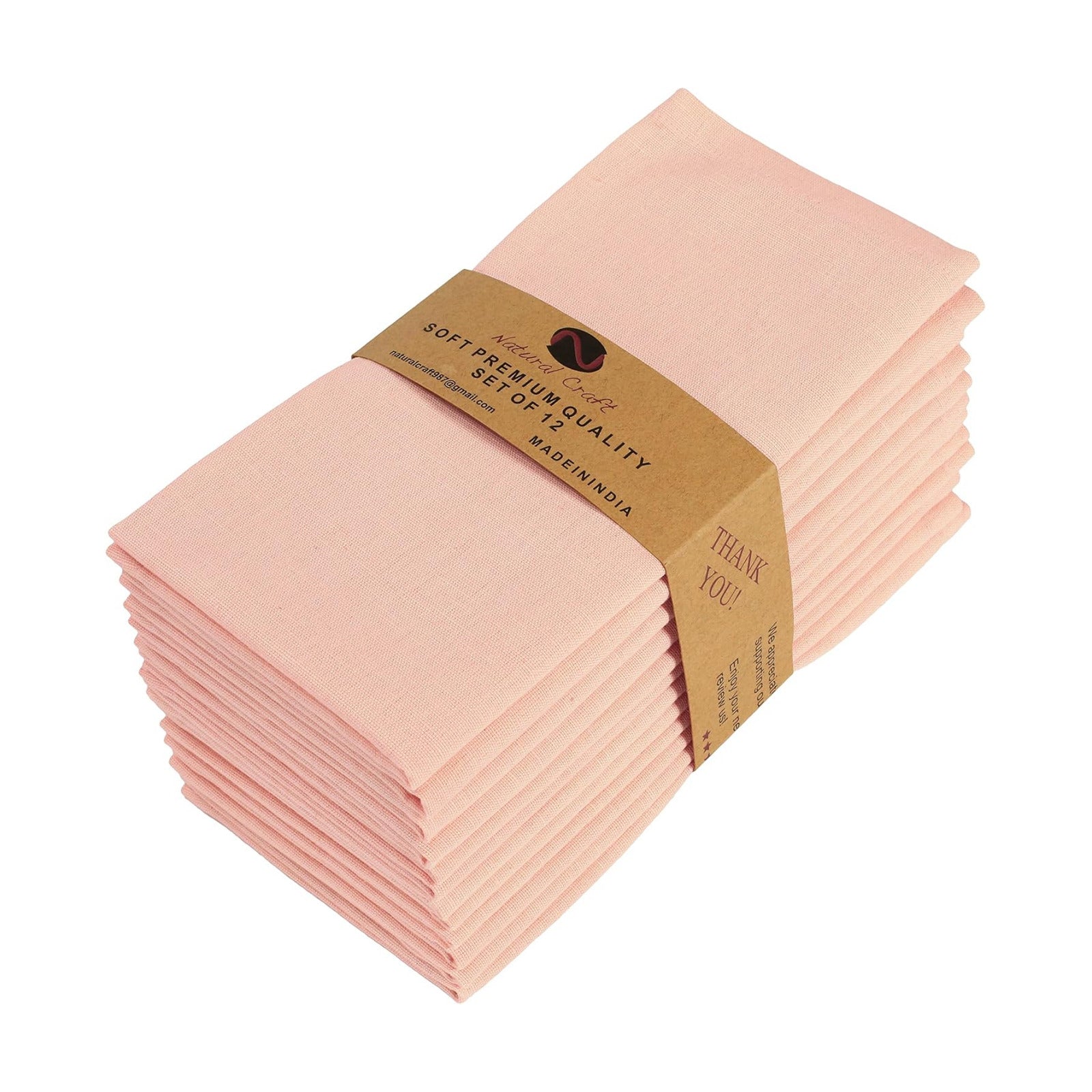 NATURALCRAFT Cloth Napkins Set of 12 Cotton Linen18x18 inch Peach | Washable Reusable Fabric Soft Durable Quality