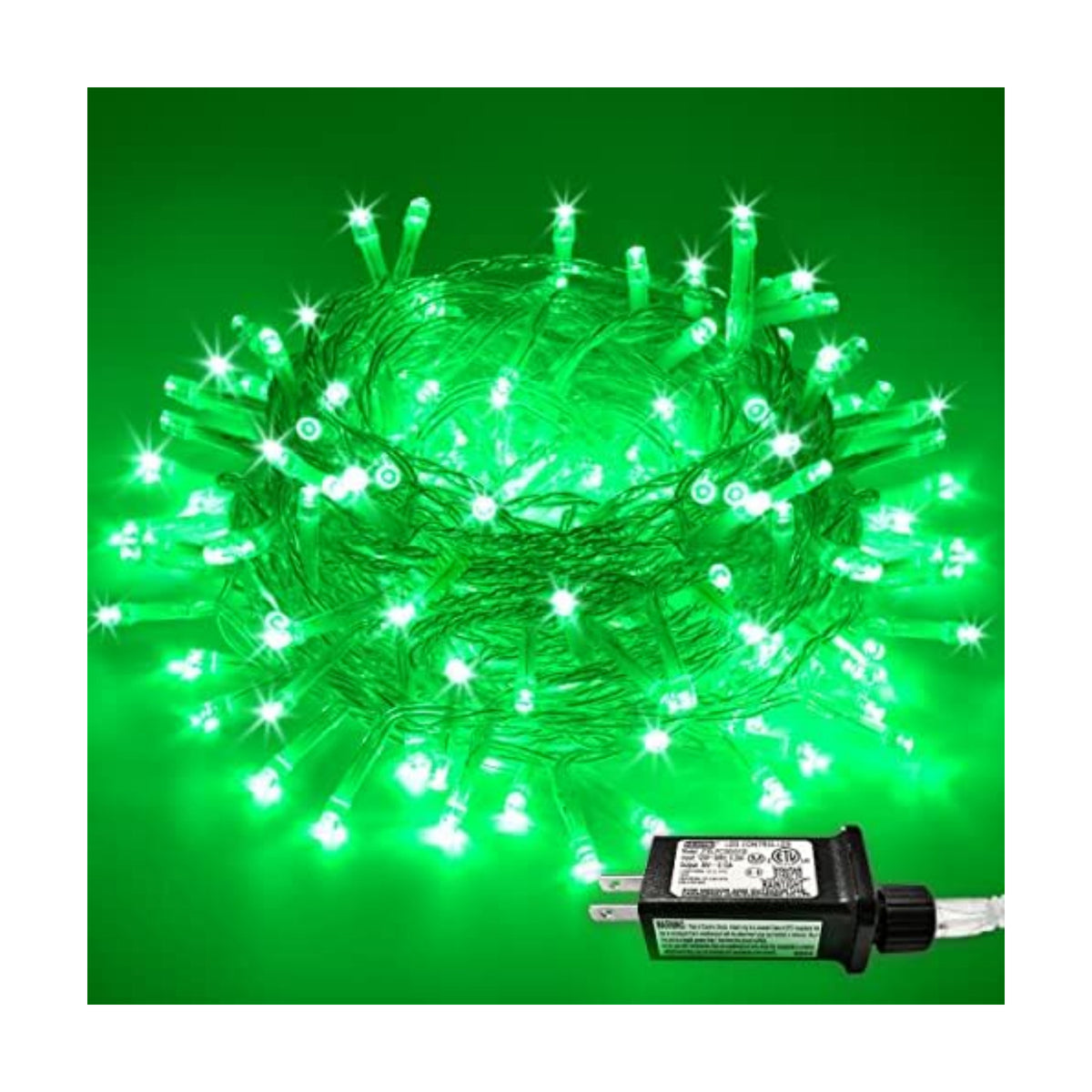 JMEXSUSS 200 LED Green Christmas Indoor Outdoor Halloween Lights Clear Wire