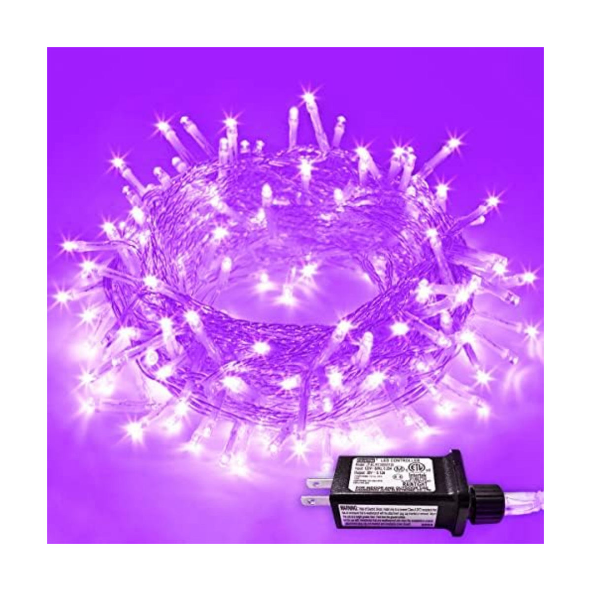 JMEXSUSS 200 LED Purple Halloween String Lights Indoor Outdoor Clear Wire