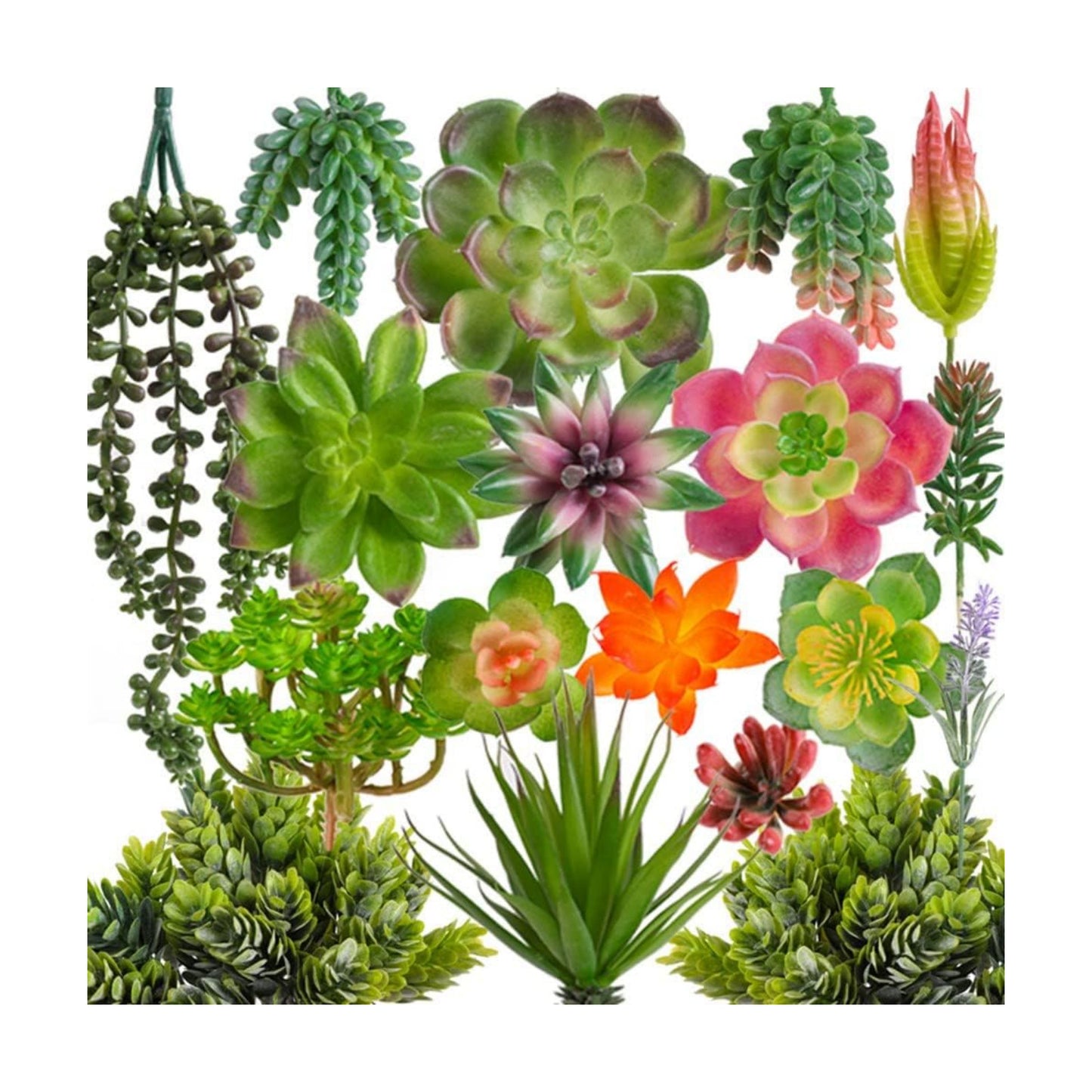 Artificial Succulents Realistic Textured Fake Succulents Unpotted Artificial Cactus / Set of 18