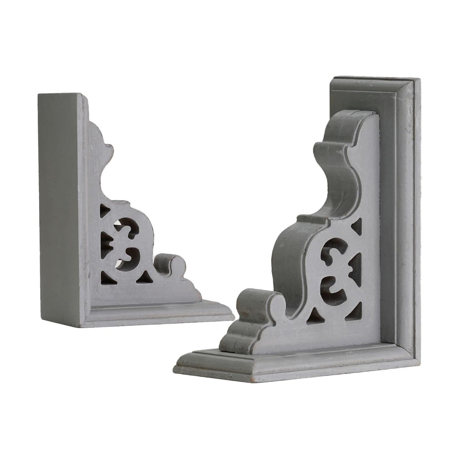 Decorative Heavy Duty Wood Bookends for Books/CDs/Vinyls/Magazines / Dark Grey