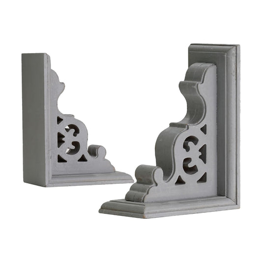 Decorative Heavy Duty Wood Bookends for Books/CDs/Vinyls/Magazines / Dark Grey