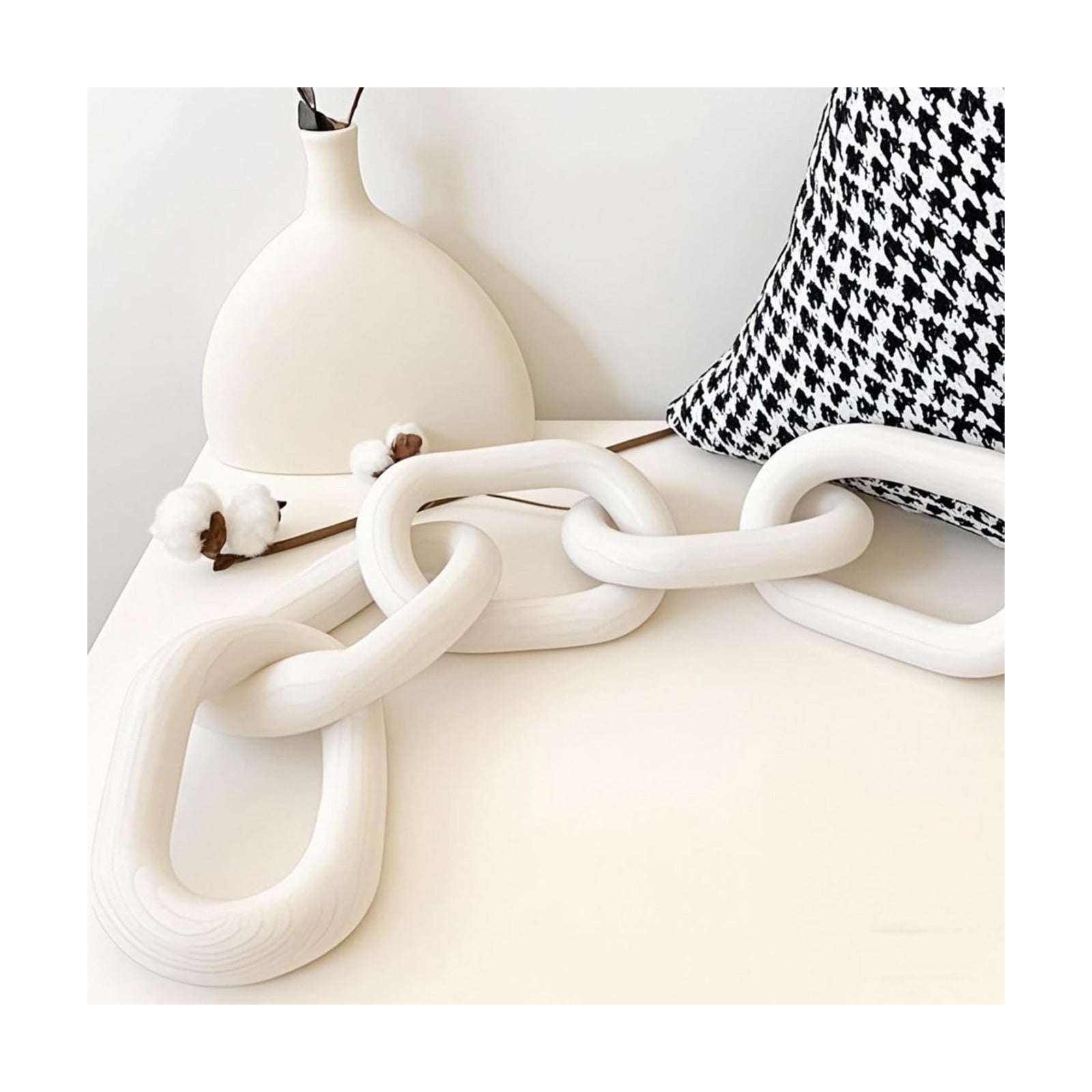 Wood Chain Link Decor / White
