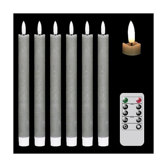 GenSwin Flameless Taper Candles LED Battery Operated Remote Timer Grey