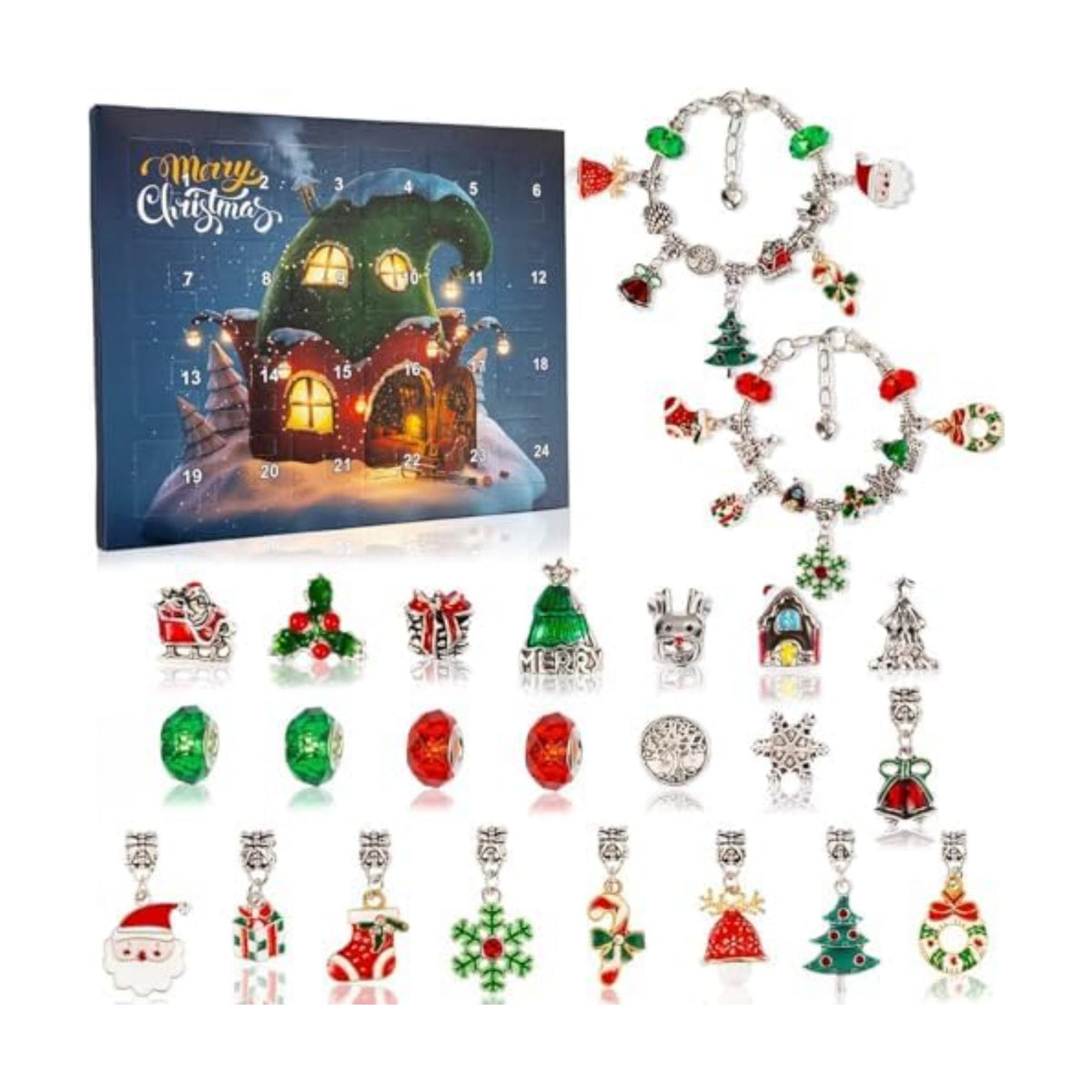 Christmas Countdown Advent Calendar Bracelets 2026 for Kids Girls Gift