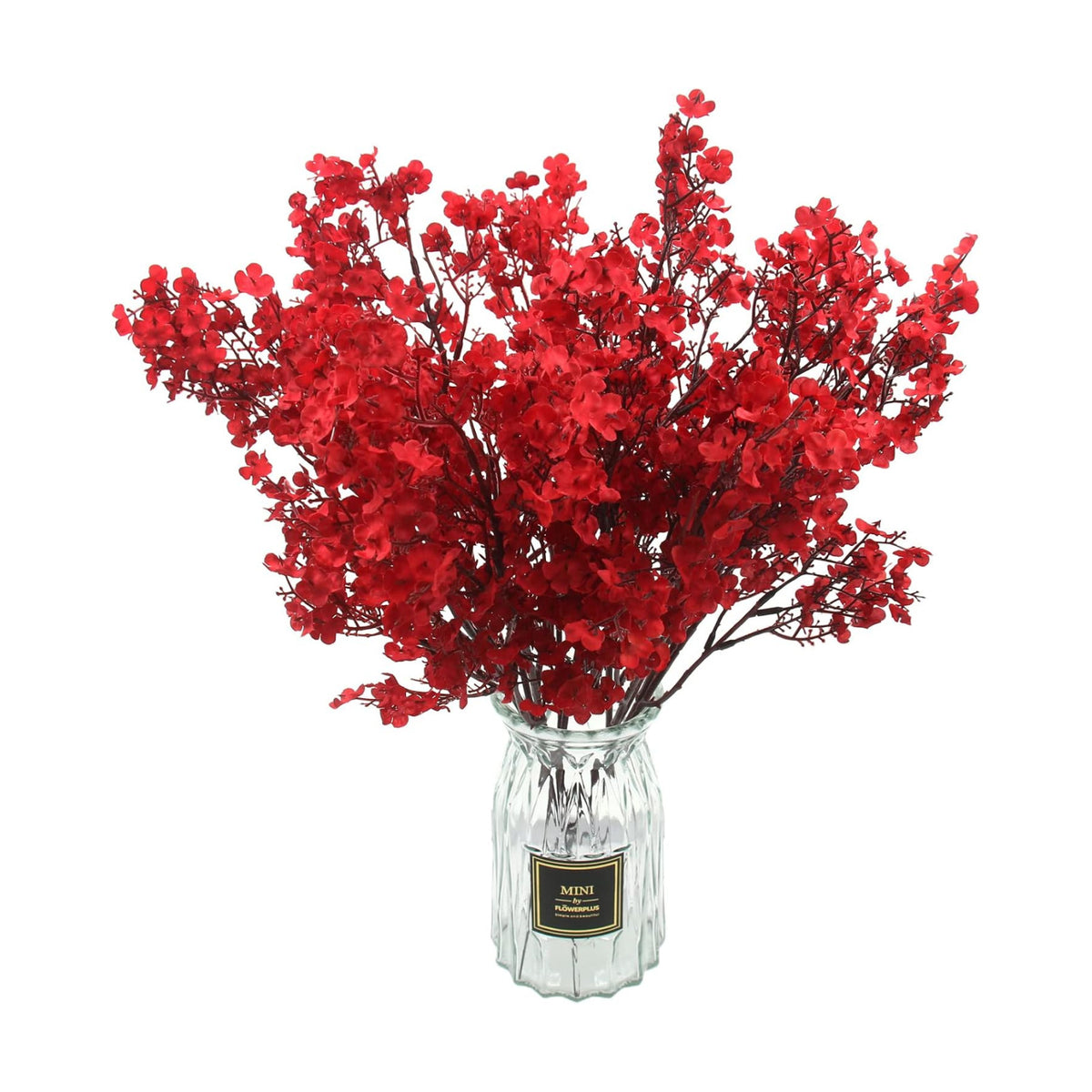 Hananona 10 Pcs Babys Breath Artificial Flowers Real Touch Fake Red Flowers Silk Plants for Christmas Home Decor Indoor Floral Arrangement Table Centerpieces Halloween Decor (Red, 10)