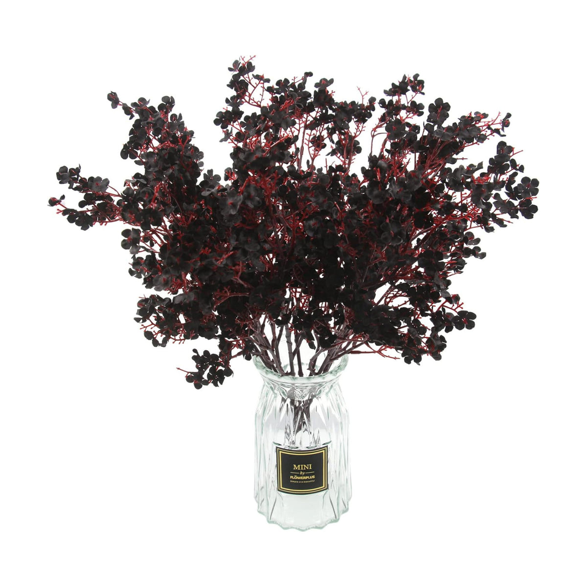 Hananona 10 Pcs Babys Breath Artificial Flowers Black Fake Silk Flowers for Halloween Home Decor Floral Arrangement Table Centerpieces (10, Black)