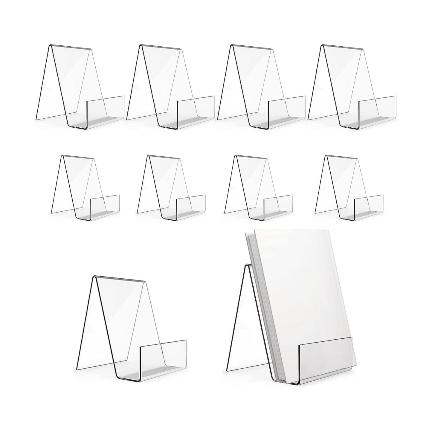 Acrylic Book Stands / Clear / Set of 10