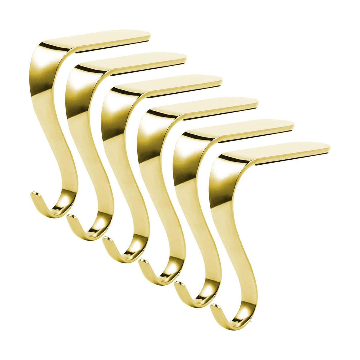 Sunshane 6 Pieces Christmas Stocking Holders Mantel Hanger Hooks Xmas Mantle Grips Set Safety Hang Stocking Clips for Christmas Party Decoration (Gold)
