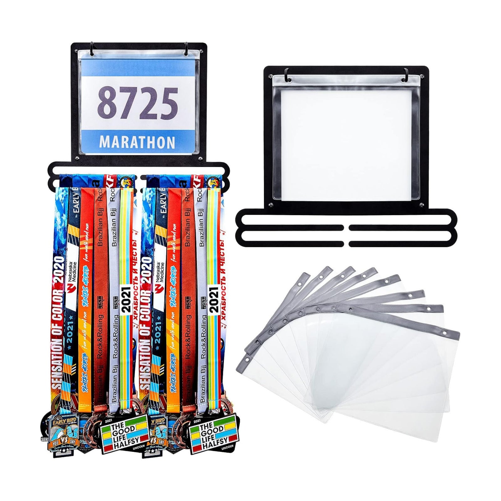 Race Medal and Bib Display Medal Hanger Running Bib Holder Wall Mounted Hanging Rack Stands Gifts for Runners