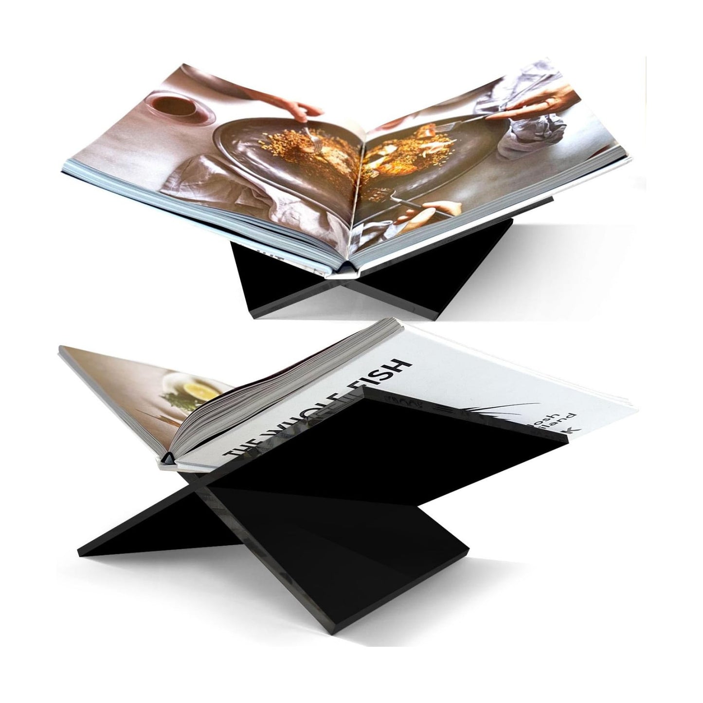 Large Black Acrylic Book Stand, 12.5" x 9.5" x 5.5”, Acrylic Book Holder, Open Bookstand for Display and Reading
