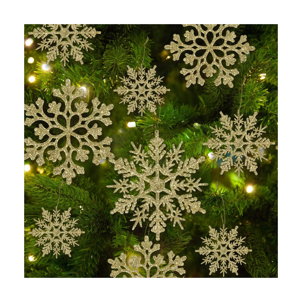 kockuu Glitter Snowflake Ornaments for Christmas Tree Decorations