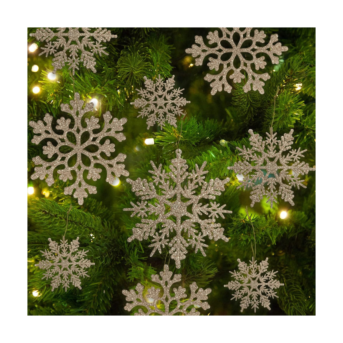 kockuu Glitter Snowflake Ornaments for Christmas Tree Decorations