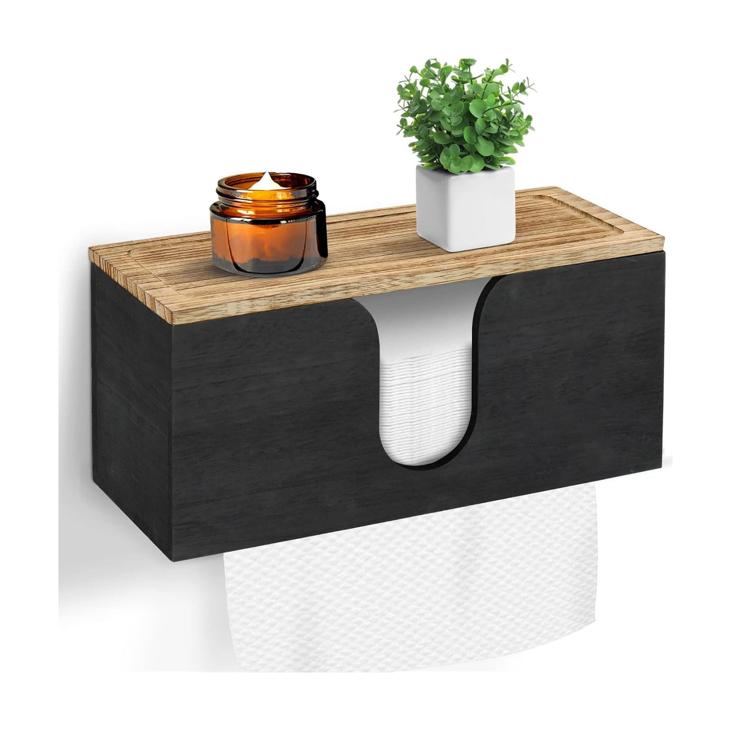 Solid Wood Paper Towel Dispenser Wall Mounted, Folded Paper Towel Holder with Lid, Commercial C-Fold, Z-Fold, Trifold