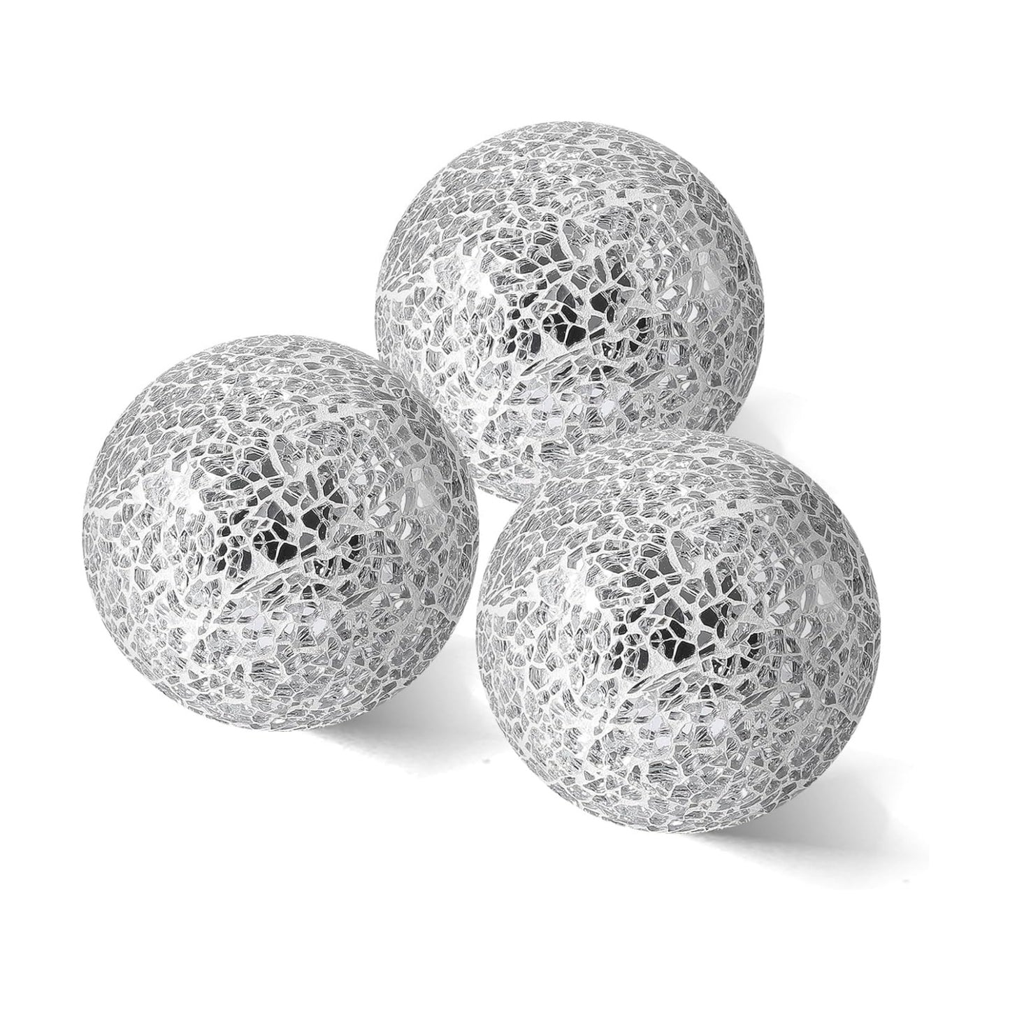 Vases Dining / in Decorative Orbs Glass Balls / Silver / 4 Inch / Set of 3