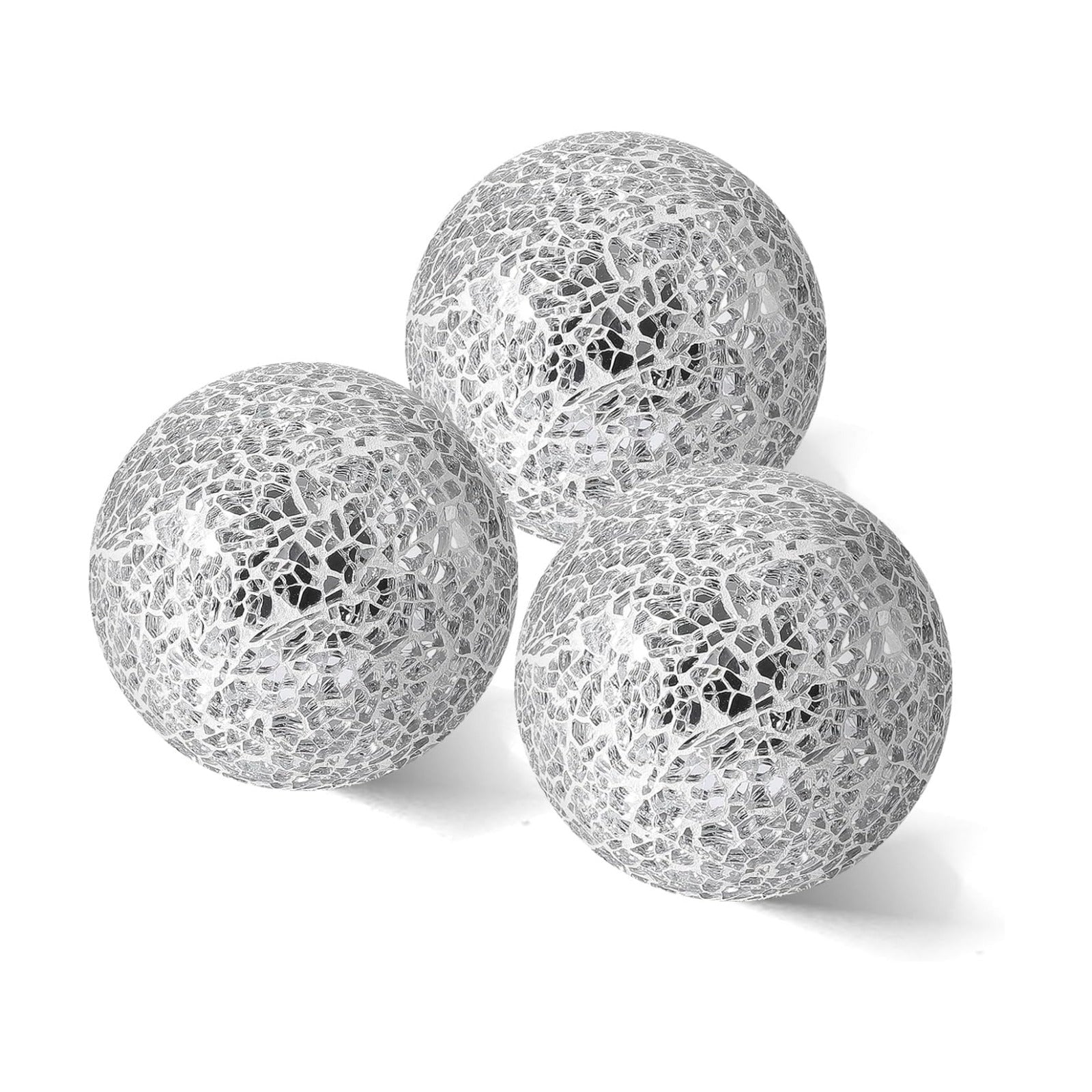 Vases Dining / in Decorative Orbs Glass Balls / Silver / 4 Inch / Set of 3