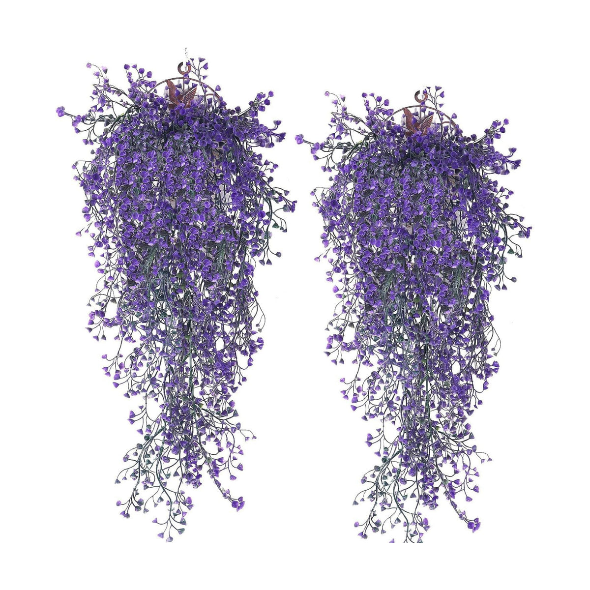 RECUTMS 4Pcs Artificial Hanging Wisteria Plants 31.5In Plastic Purple Ivy