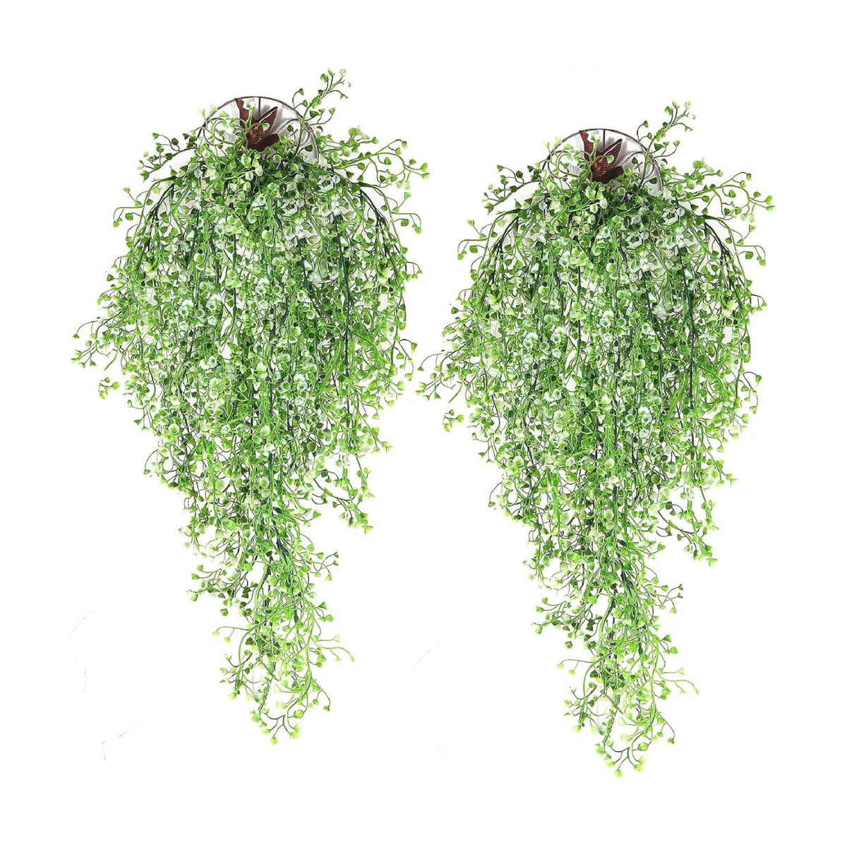RECUTMS 4Pcs Artificial Hanging Wisteria Plants 31.5In Plastic White Ivy
