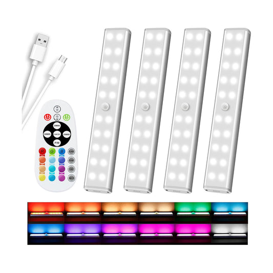 48 LED Under Cabinet Lighting Wireless, 15 Colors Changeable Rechargeable RGB Under Cabinet Lights Remote Control Under