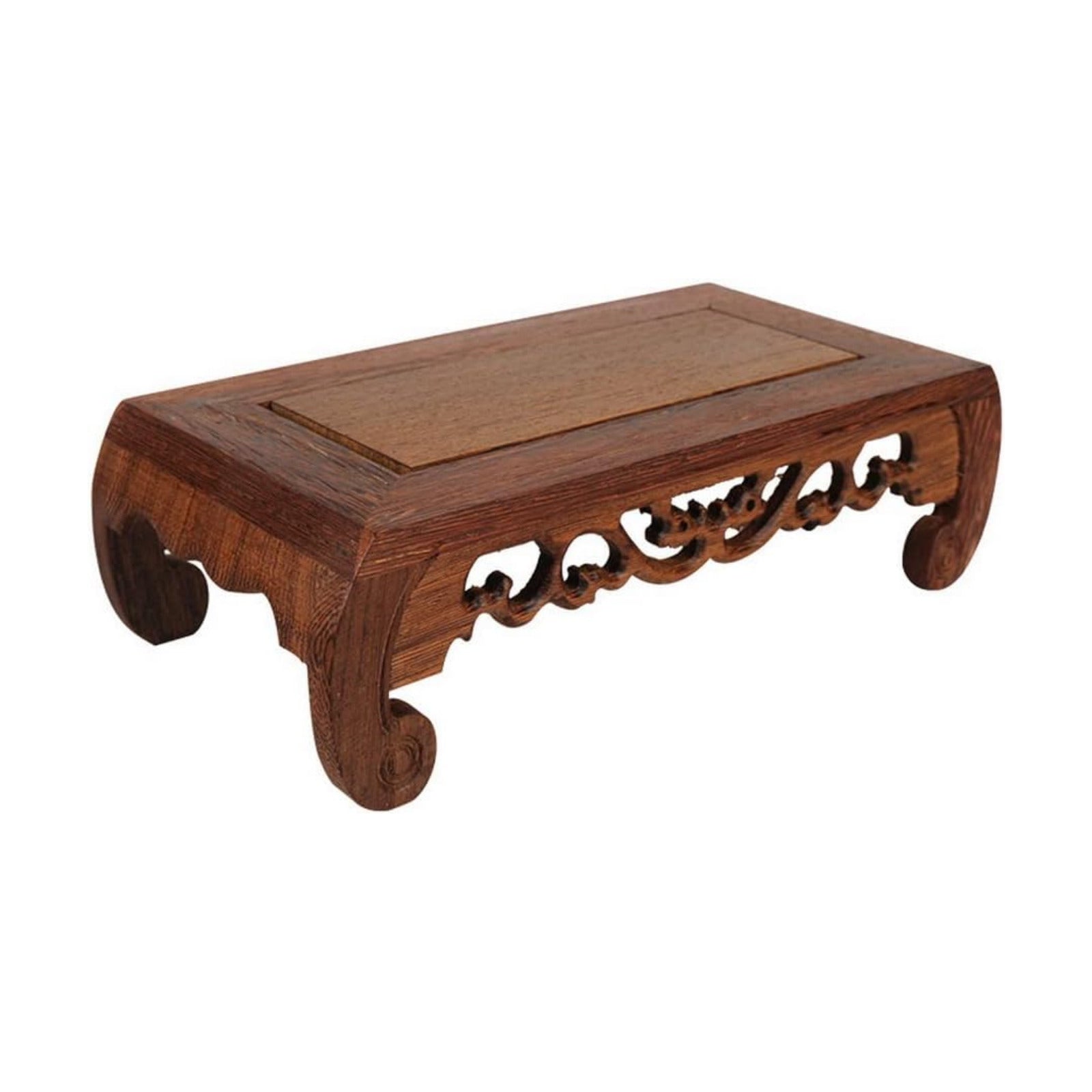 Oriental Furniture Display Stand Wooden Rosewood Carved Base Rectangular Vase / 9.3 x 4.5 x 2.8