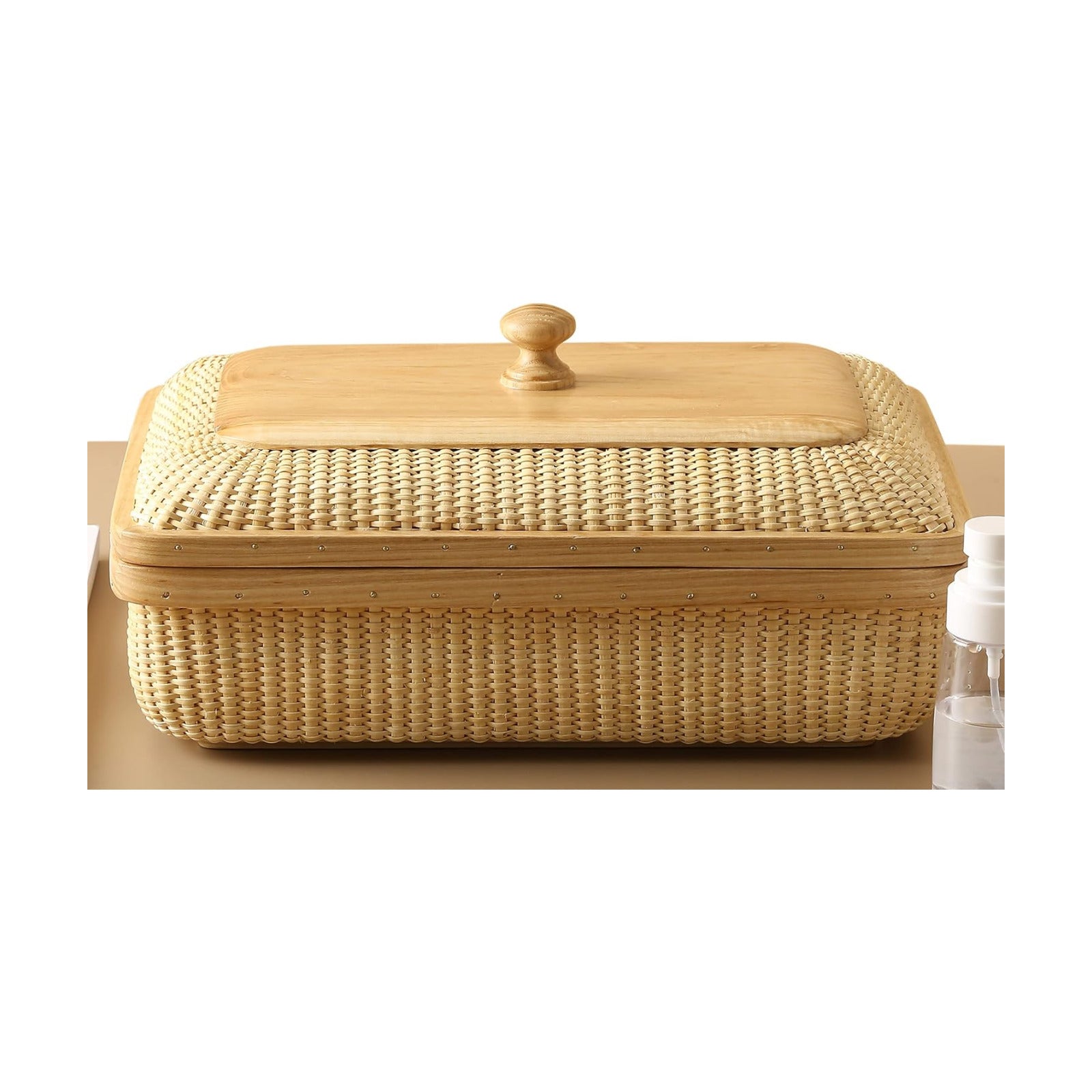 Lid Handmade Nantucket basket Cane staves finely-woven / Ash Height5.1in