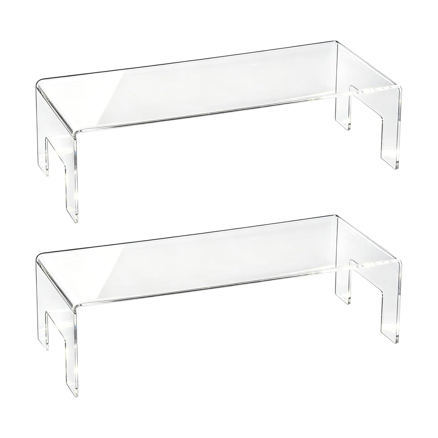12" Lx5 Wx3.3 H 5mm Thick Small Display Risers Stand Acrylic Showcase / Clear / Set of 2