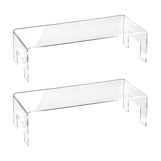 12" Lx5 Wx3.3 H 5mm Thick Small Display Risers Stand Acrylic Showcase / Clear / Set of 2