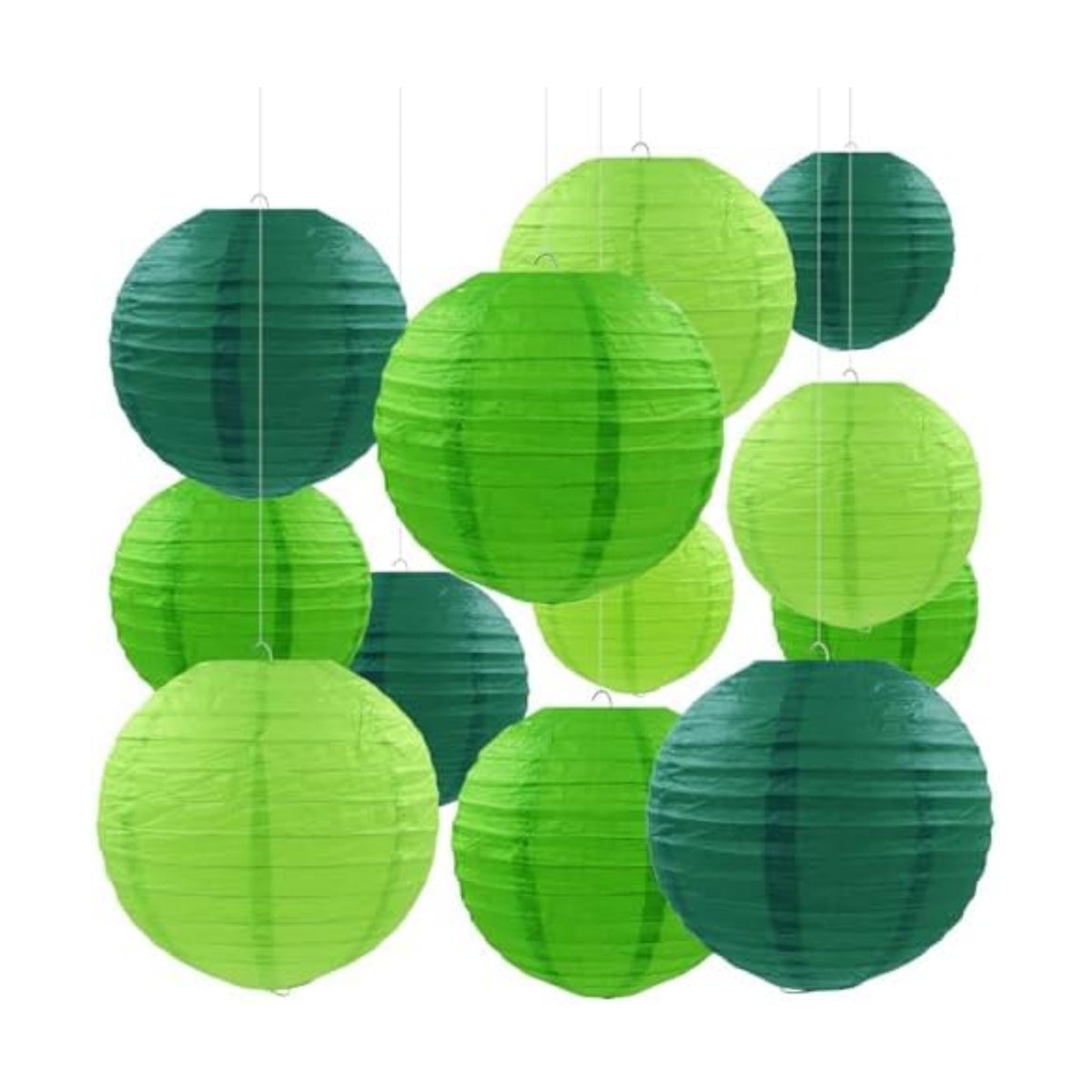12 Pcs Green Party Paper Lanterns Green Party Supplies Round Chinese Paper Lanterns for Spring Theme Party Birthday Baby Shower Graduation Wedding St Patricks Day Decor