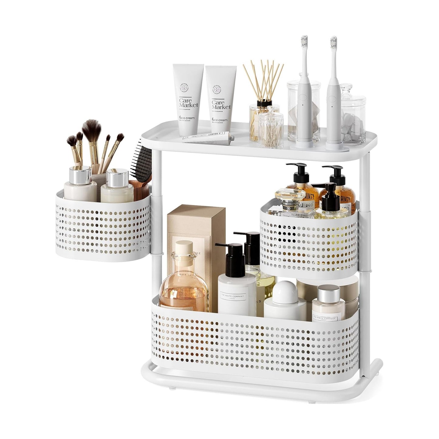 KINGRACK Metal Bathroom Counter Organizer，Rotating Countertop Storage Shelf | 3 Tier, Vanity Tray for Makeup &