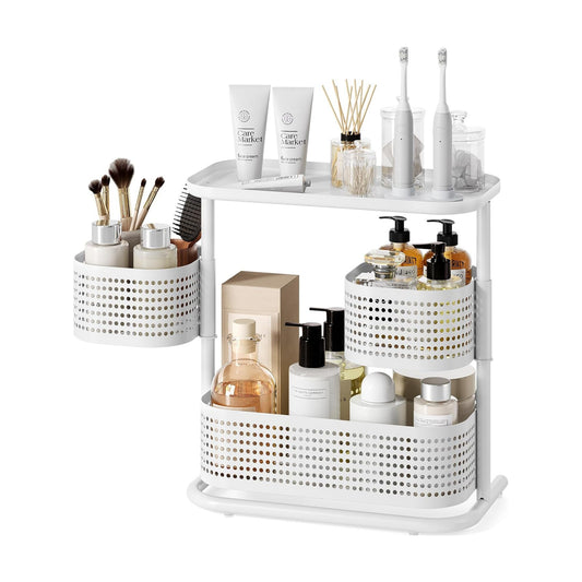 KINGRACK Metal Bathroom Counter Organizer，Rotating Countertop Storage Shelf | 3 Tier, Vanity Tray for Makeup &