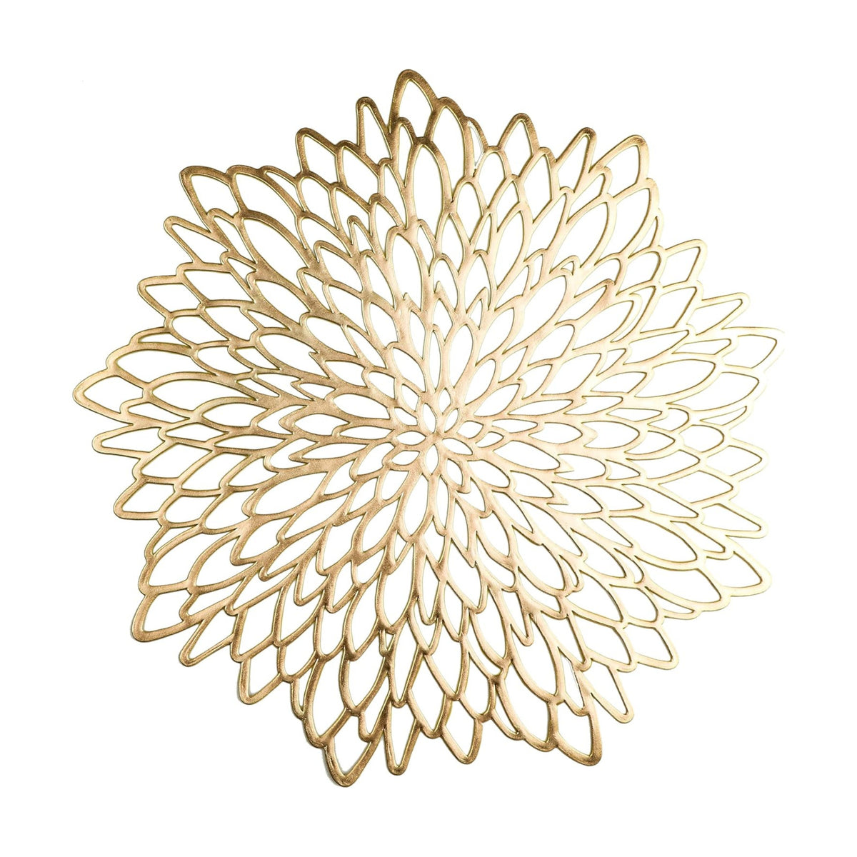 Snowkingdom Pack of 18 Gold Placemats Metallic Round Leaf Bulk Pressed Vinyl Dinning Kitchen Table Charger Mats Decorations for Mothers Day Wedding Party Birthday Event Holiday Christmas Thanksgiving