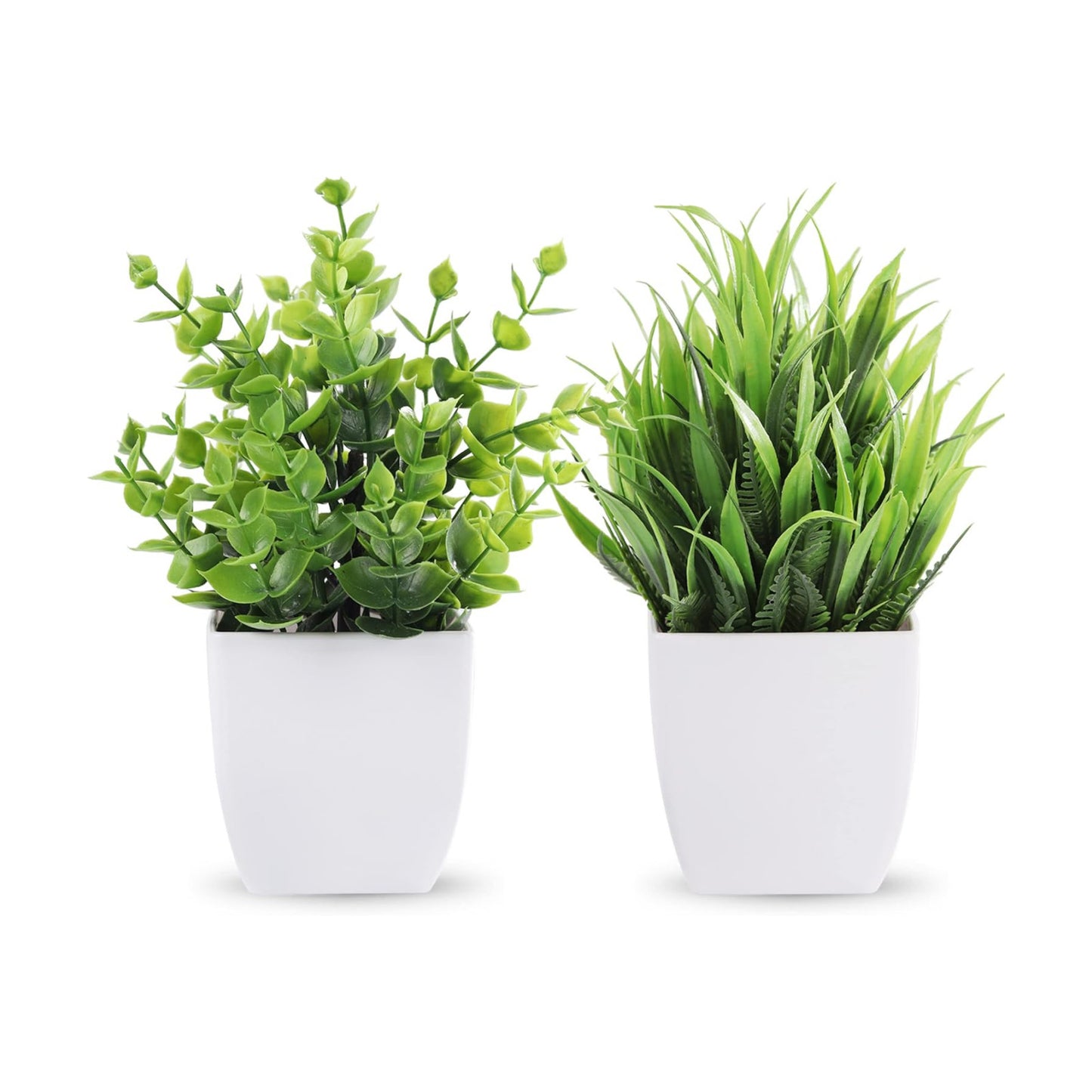 Small Fake Plants Mini Artificial Potted Plants / Green / Set of 2