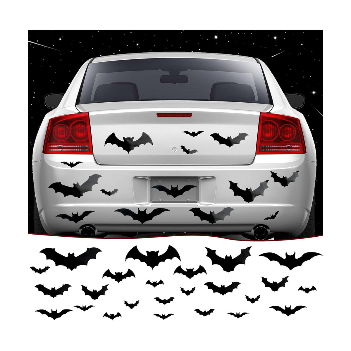 Flutesan 28 Pieces Halloween Bats Car Magnet 4 Sizes, Black