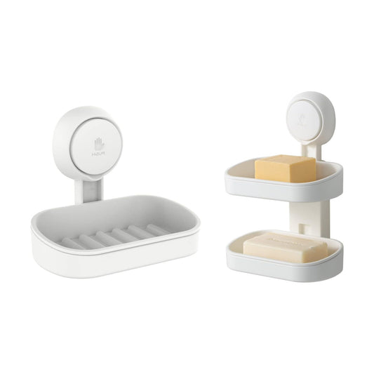 Soap Holder Soap Dish for Shower Suction Cup Wall Mounted NO-Drilling Self Draining Removable