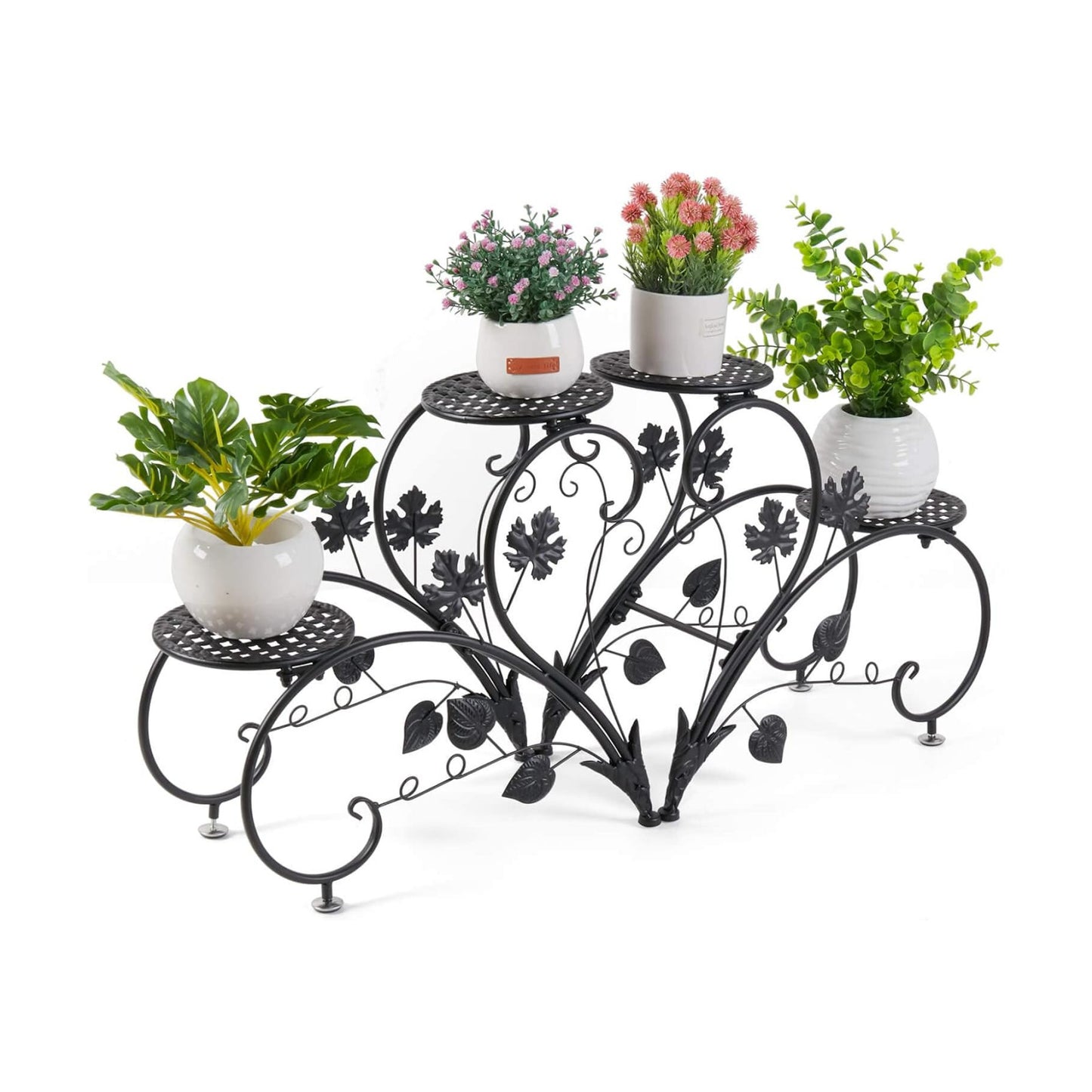 unho Plant Stand Heart Shaped: Set of 2 Metal Flower Racks outdoor | Potted Iron Planter Display Shelves Holder for