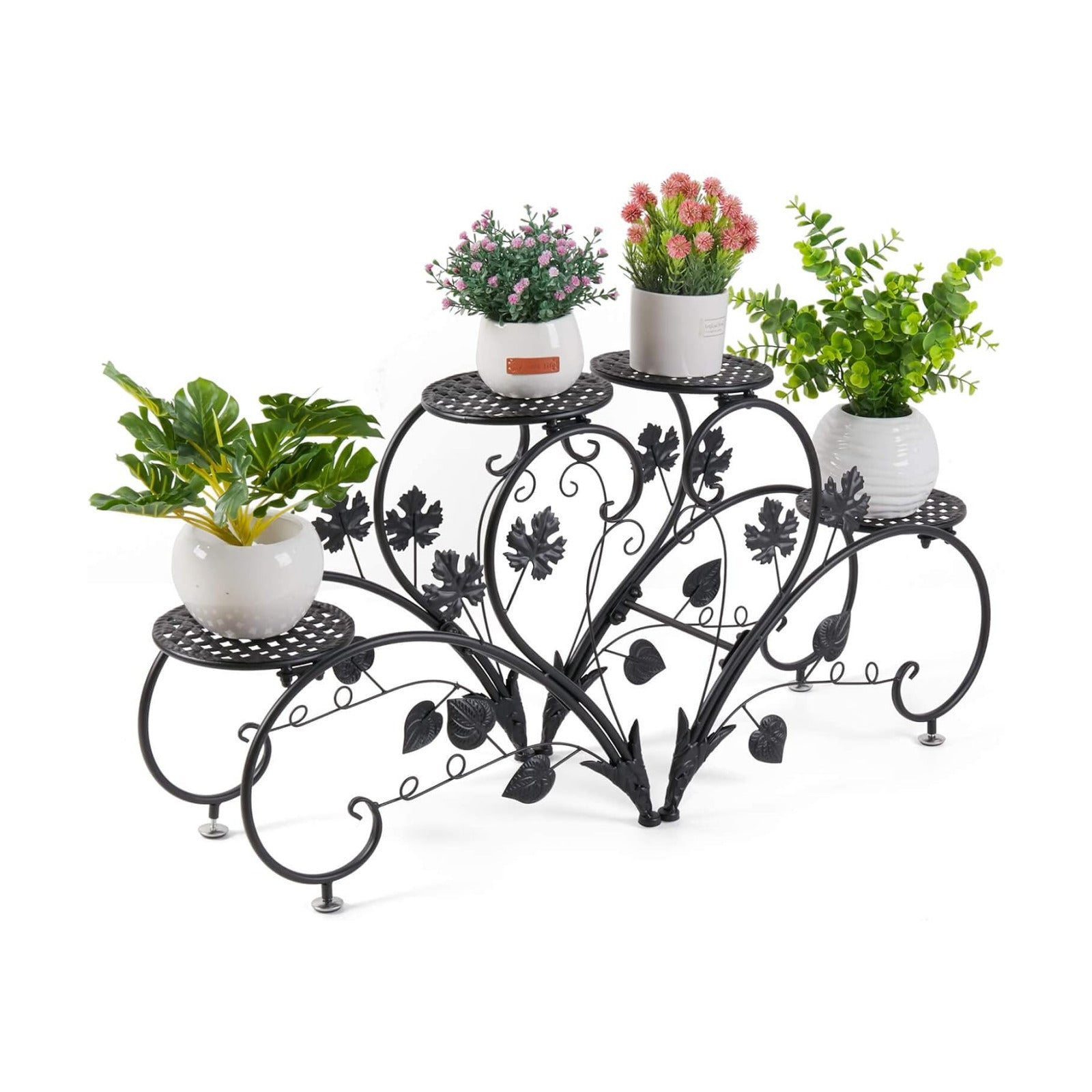 unho Plant Stand Heart Shaped: Set of 2 Metal Flower Racks outdoor | Potted Iron Planter Display Shelves Holder for