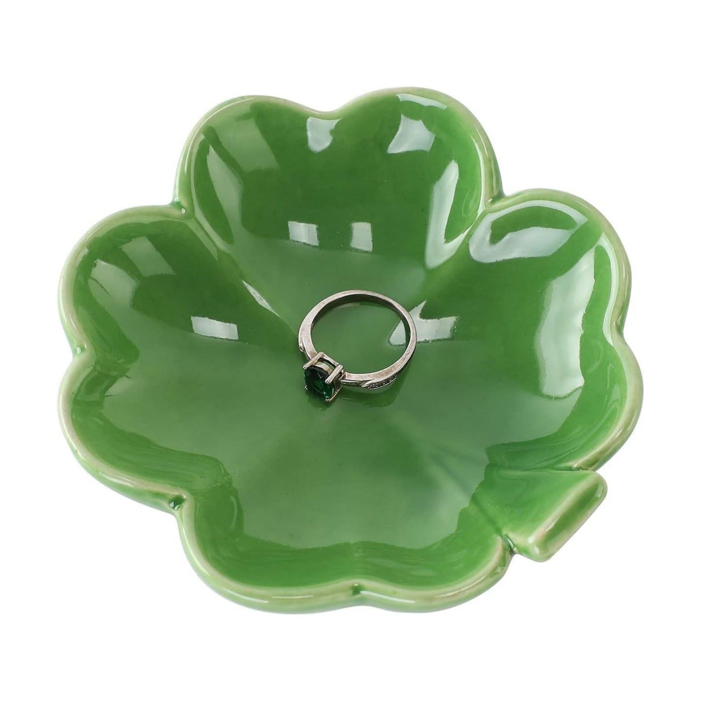 Four-Leaf Clover Ceramic Ring Dish / Leaf Ring Dsih