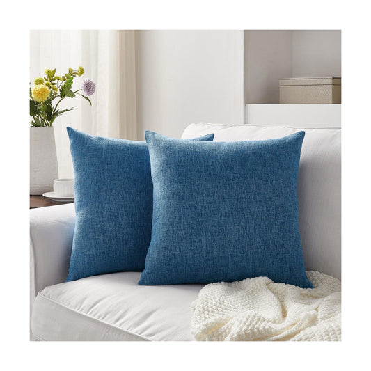 Pillow Covers Farmhouse Boho Decorative Throw Pillow Covers Linen / Blue / 22 x 22 / Set of 2