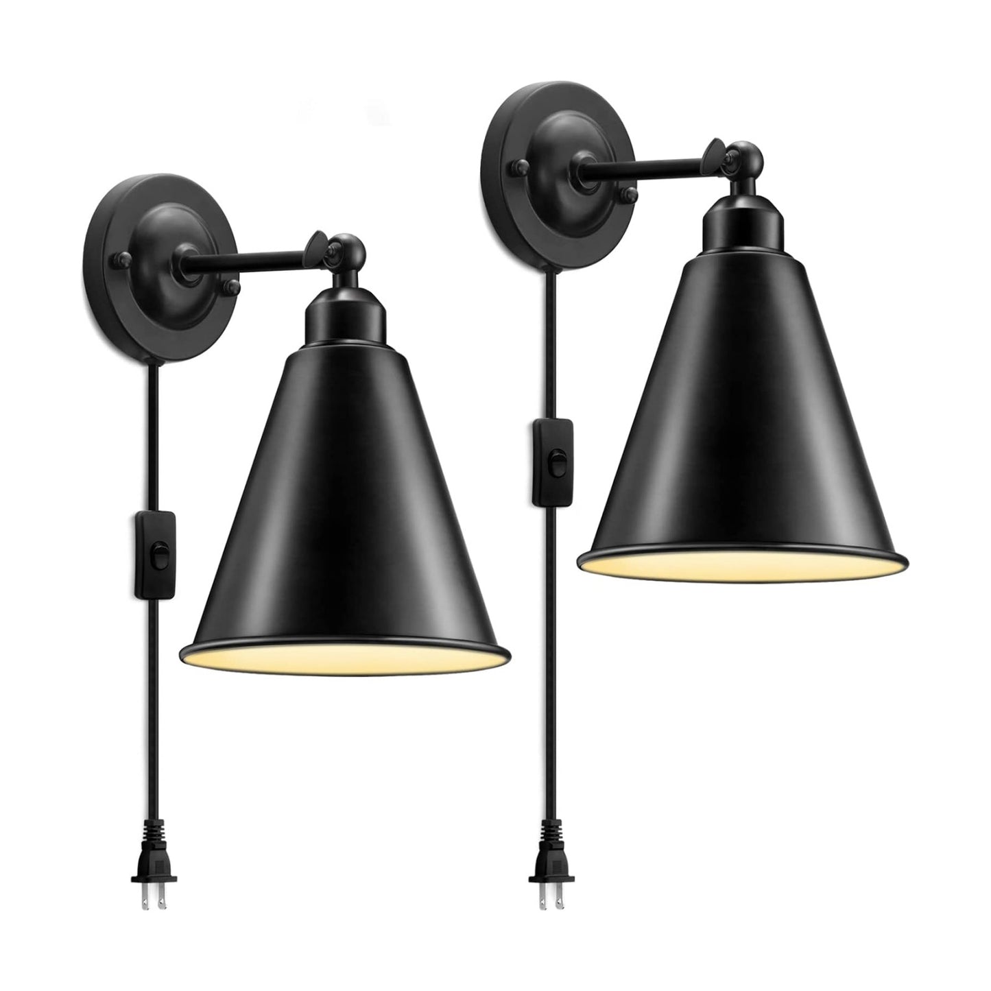 SLYYMY Plug in Wall Sconce, Black Wall Sconce, Industrial Vintage Wall Lamp | Swing Arm Plug in Wall Light with On Off