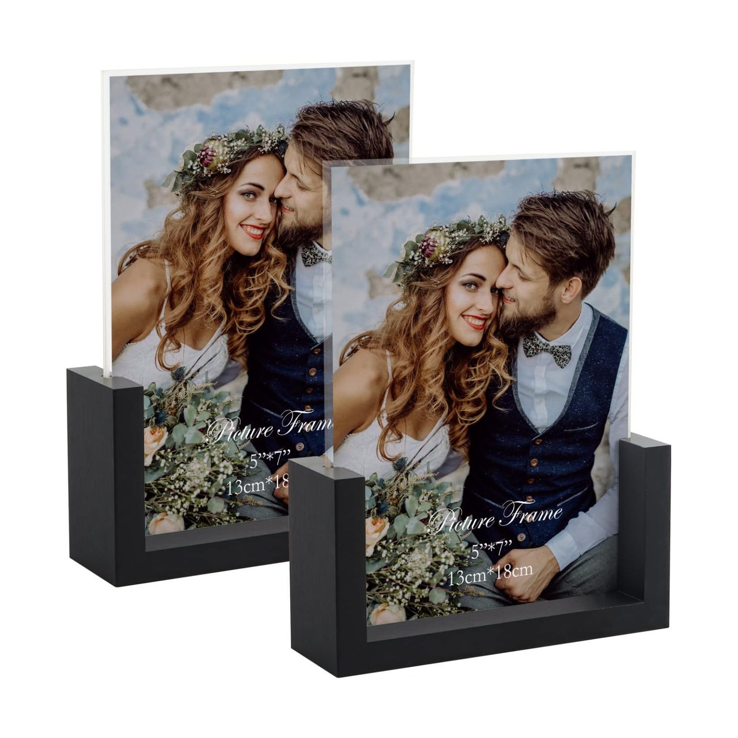 Rustic Wooden Photo Frames / Black / 5 x 7 / Set of 2