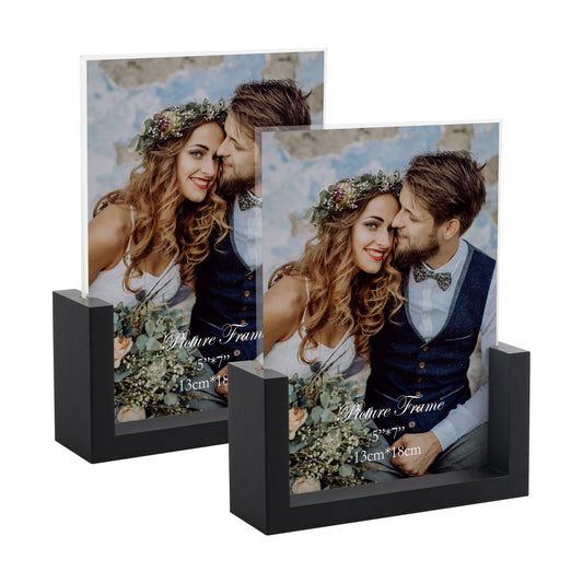 Rustic Wooden Photo Frames / Black / 5 x 7 / Set of 2