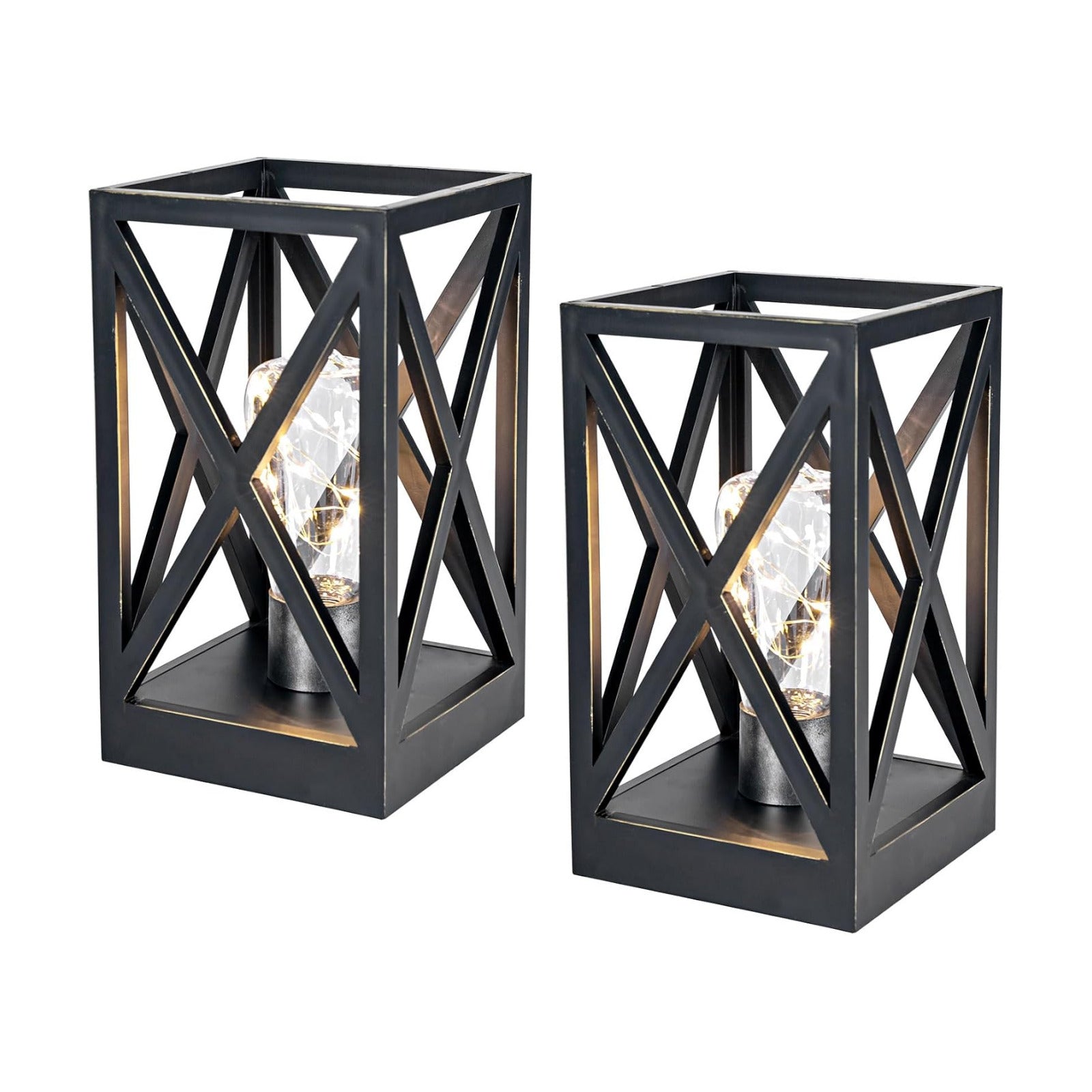 WINGBO 2 Pack Retro Battery Powered Table Lamps, Battery Operated Cordless Lamp Set, Portable Nightlight Decorative