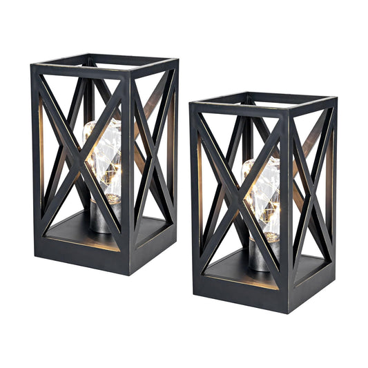 WINGBO 2 Pack Retro Battery Powered Table Lamps, Battery Operated Cordless Lamp Set, Portable Nightlight Decorative
