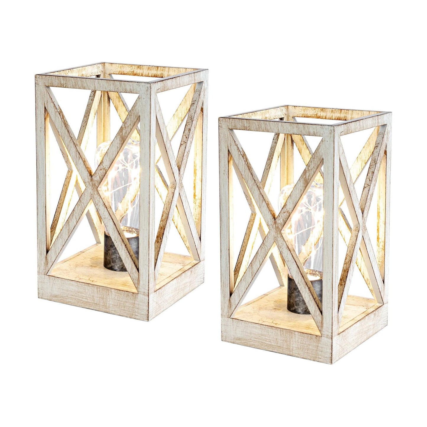 WINGBO 2 Pack Retro Battery Powered Table Lamps, Battery Operated Cordless Lamp Set, Portable Nightlight Decorative