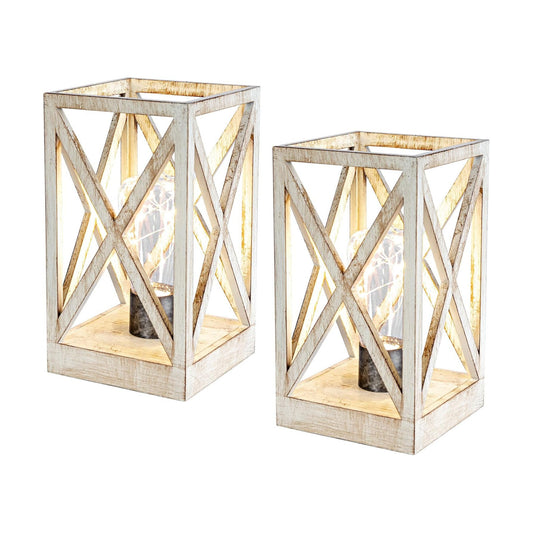 WINGBO 2 Pack Retro Battery Powered Table Lamps, Battery Operated Cordless Lamp Set, Portable Nightlight Decorative