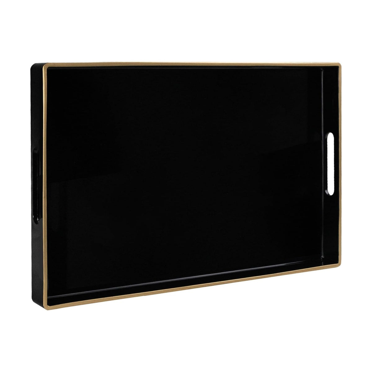 MAONAME Black Decorative Tray for Coffee Table, Serving Tray with Handles