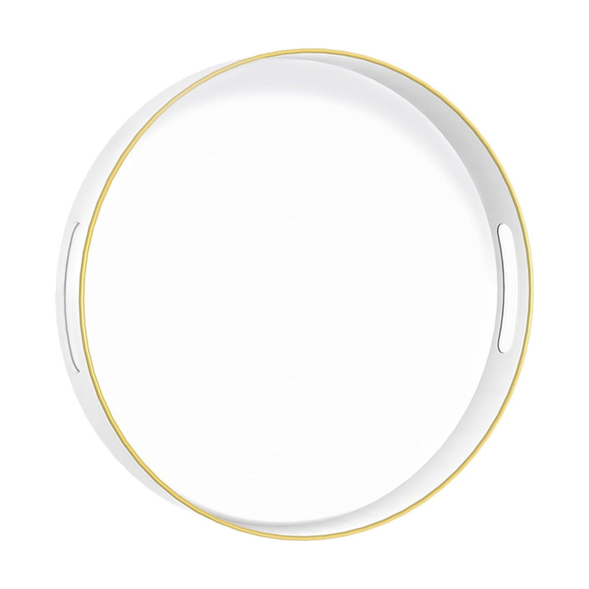 MAONAME 13" White Decorative Tray, Plastic Round Serving Tray with Handles