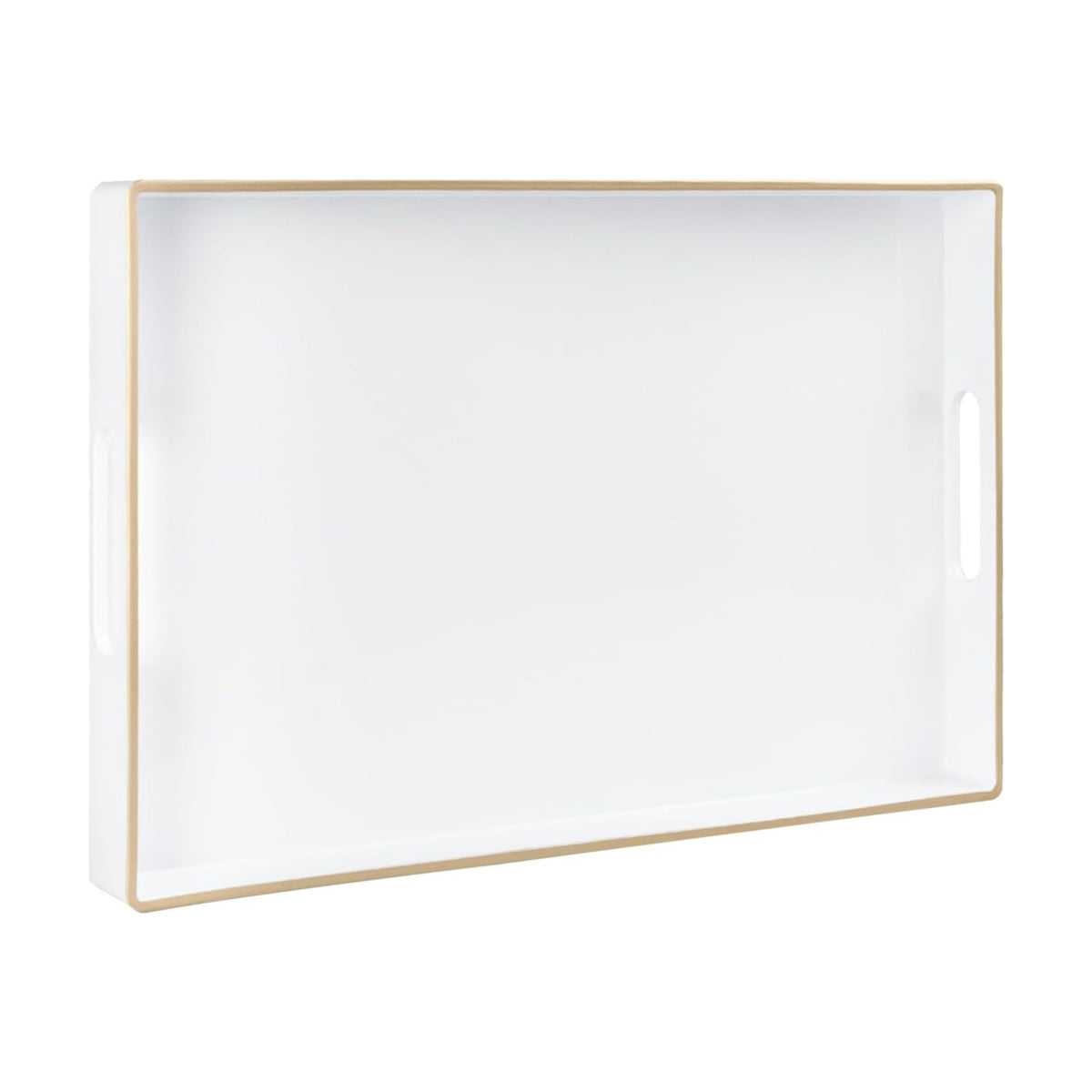 MAONAME White Decorative Tray for Coffee Table, Serving Tray with Handles